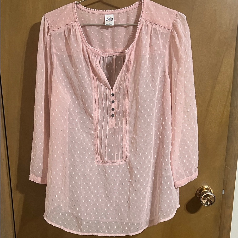 Bila Women's Blush Pink Sheer Blouse